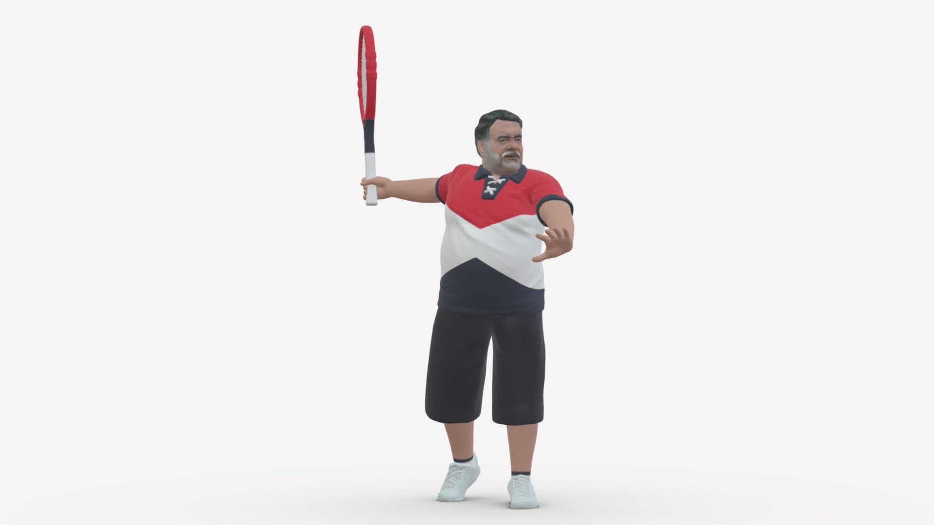 001197 happy old tennis man 3d model