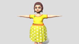 Little Girl in dress cartoon 3D game character