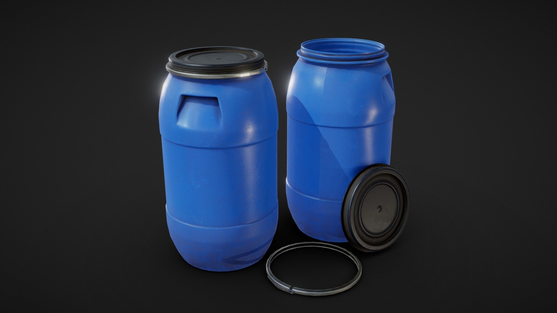 Blue Plastic Barrel 3d model