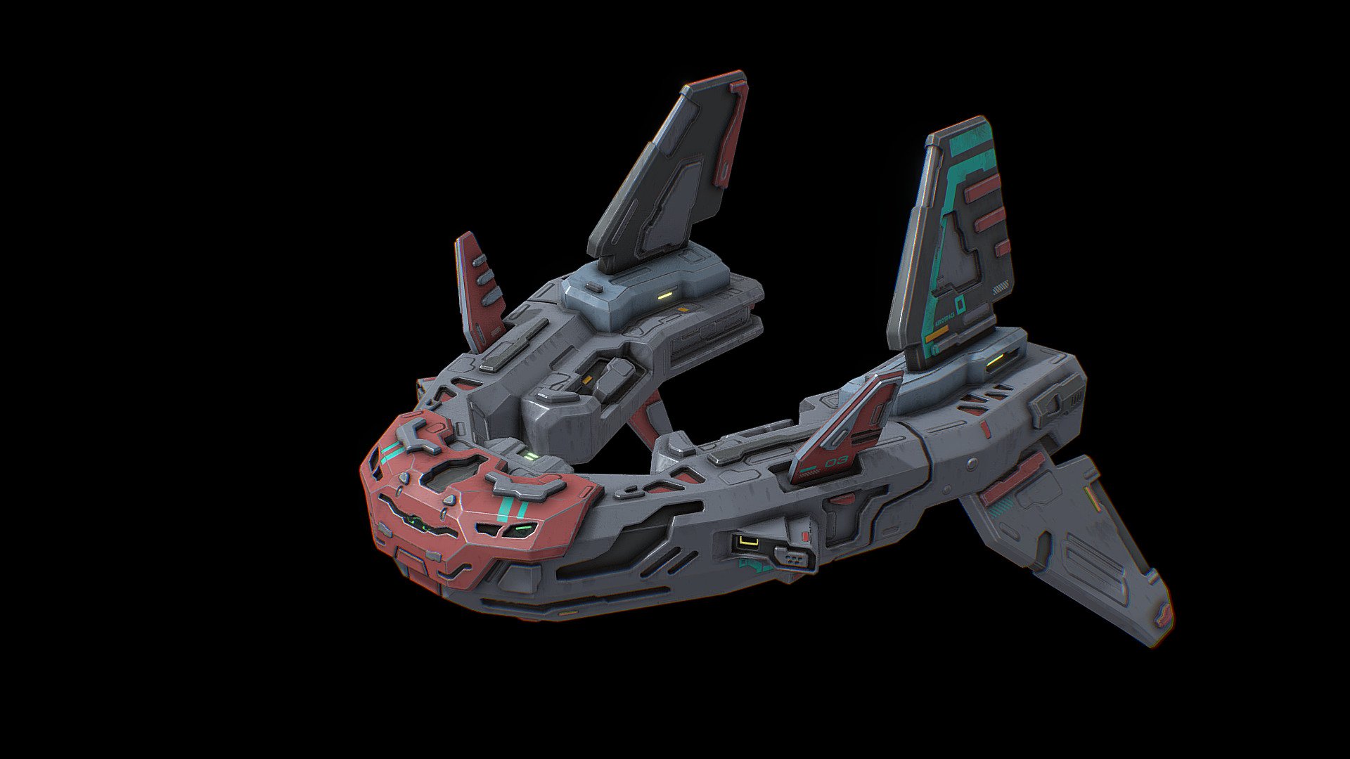 Sci fi V fighter spaceship 3d model