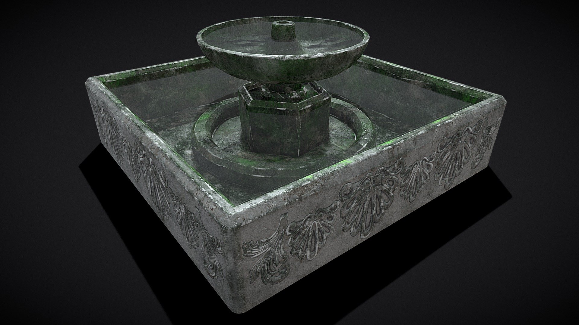 Square Garden Fountain 3d model