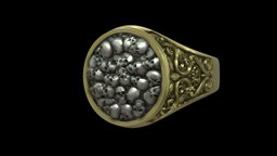 Ring Skulls baroque pattern 3d print model