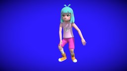 Cartoon Little Girl Hip Hop Dancing