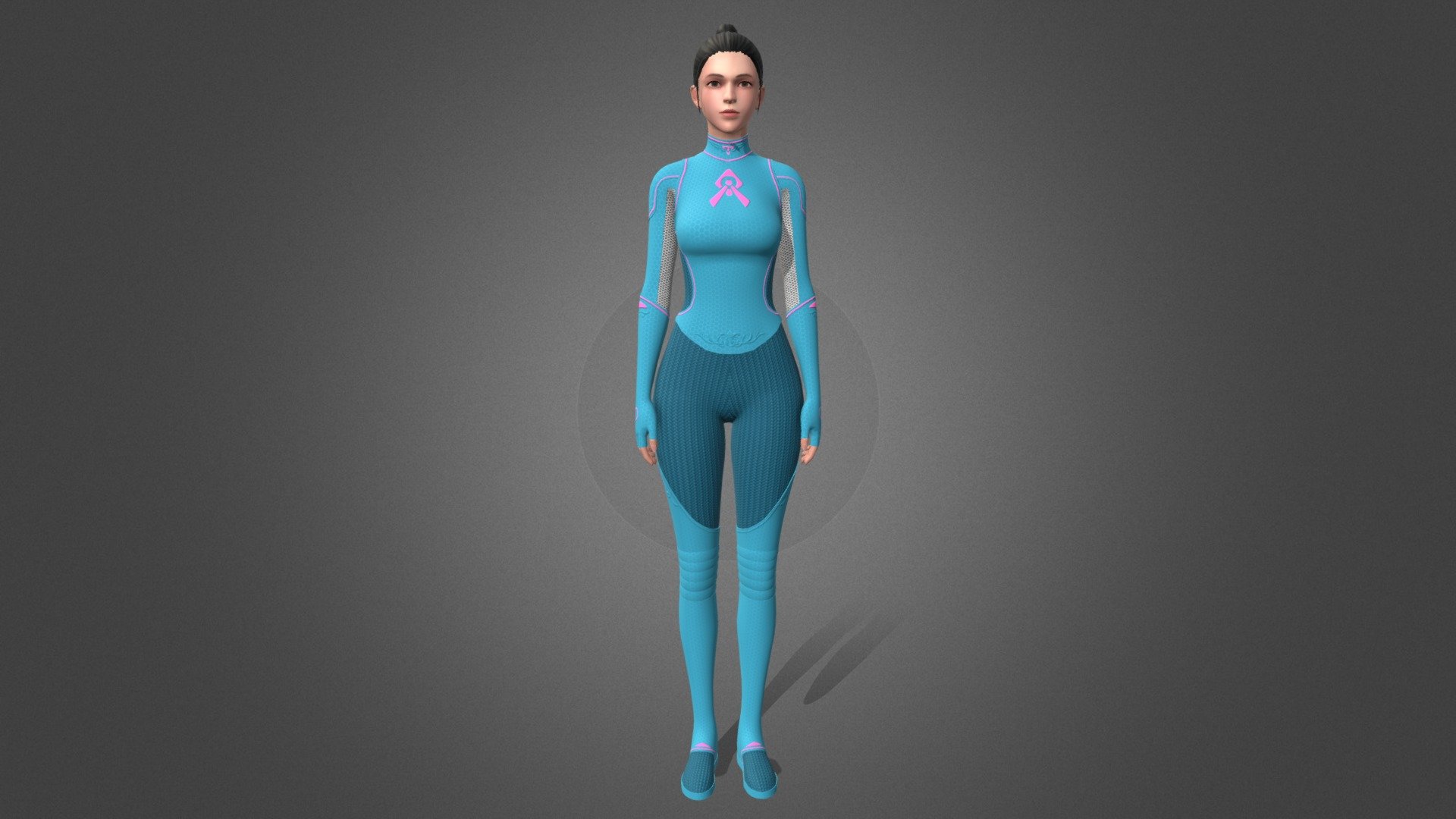 Female superhero suit 3d model