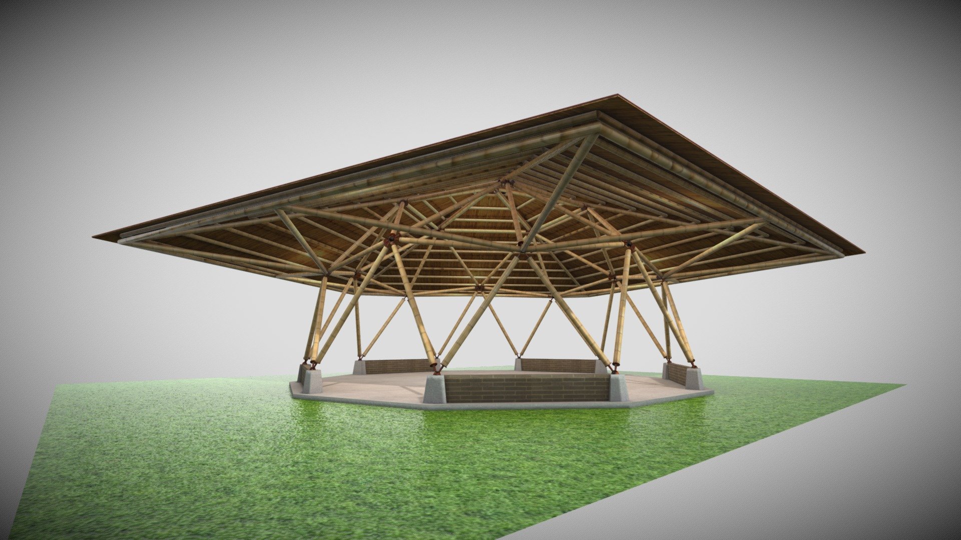 BAMBOO SHELTER GEODESIC BAKED 3d model