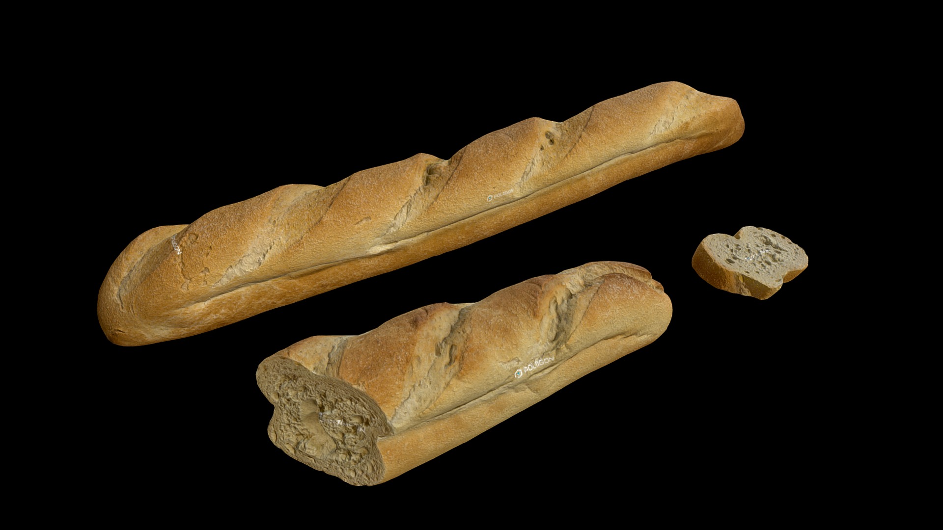 Bread Baguettes French 001 3d model