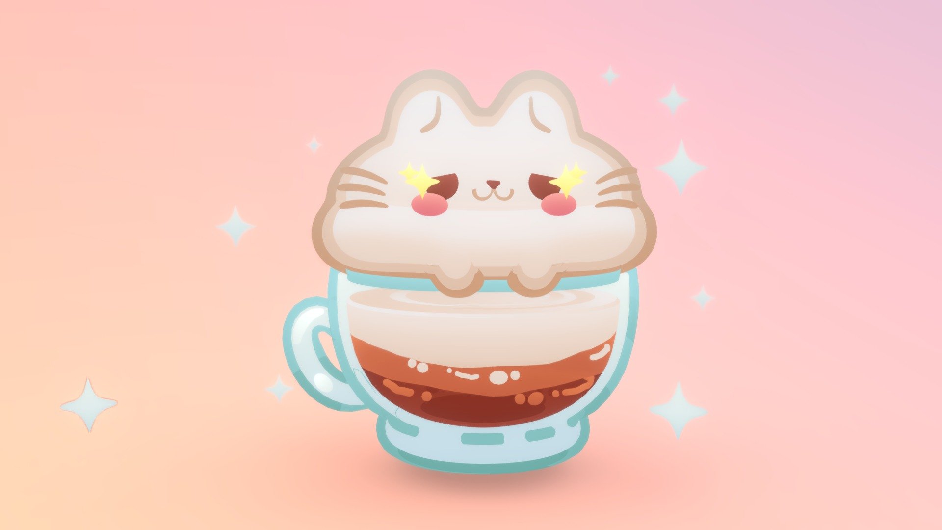 cute catppuccino 3d model