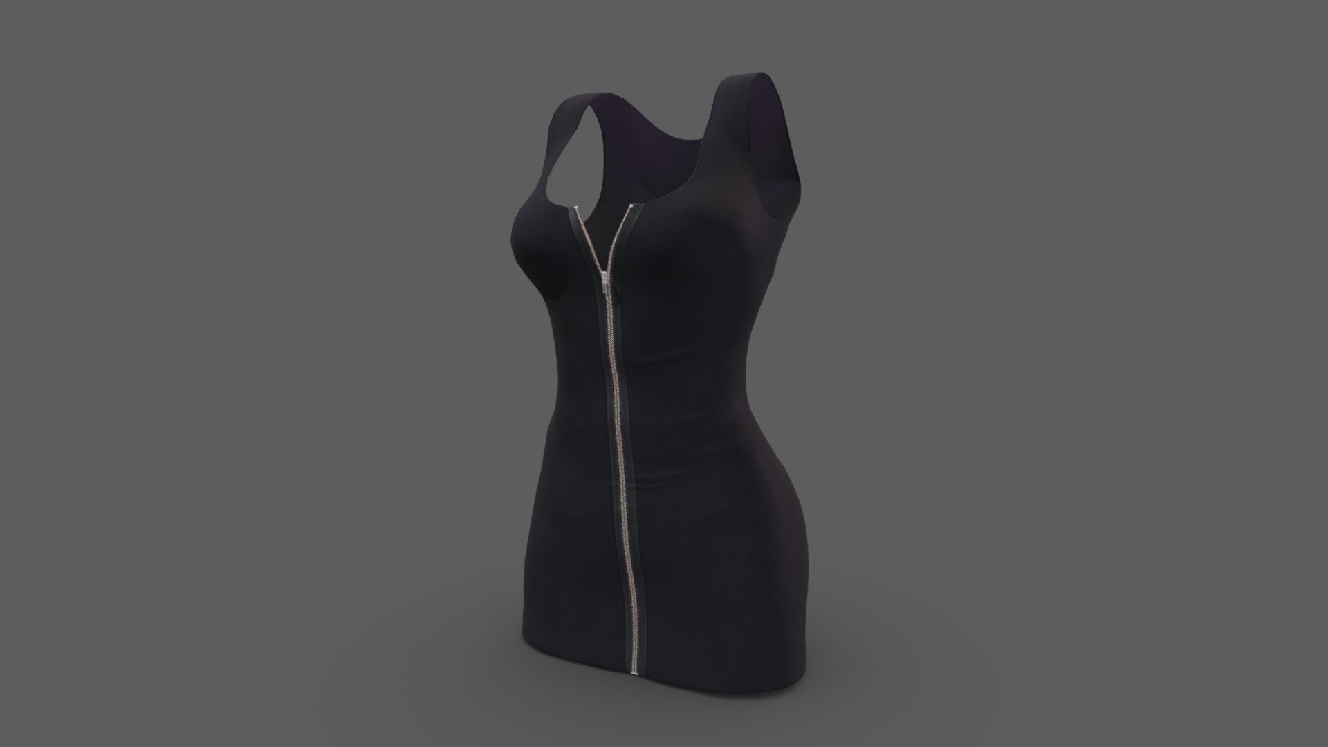 Front Zip Up Mini Dress 3d model