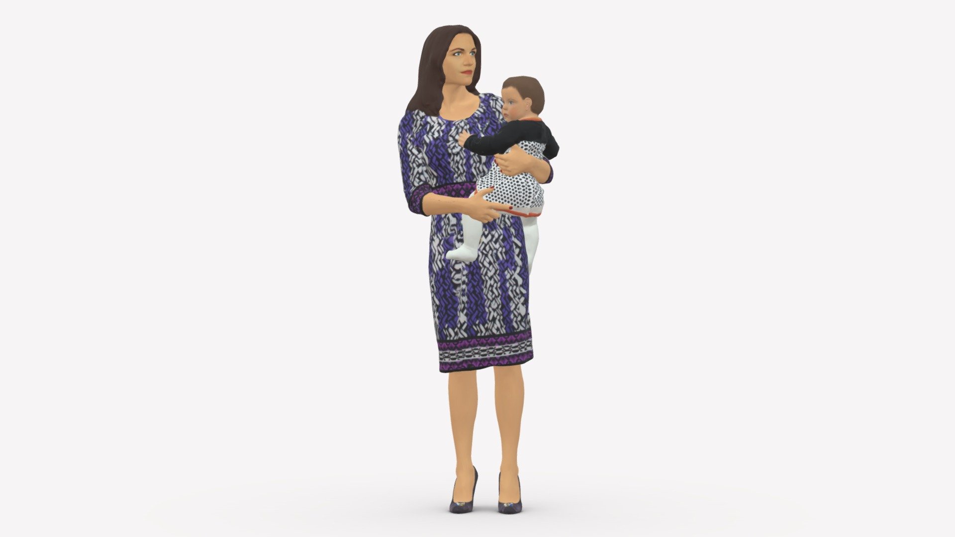 Woman with childon in hands 0919 3d model