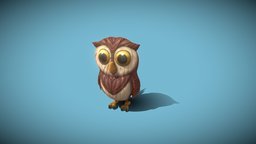 Cartoon Owl Rigged and Animated 3D Model