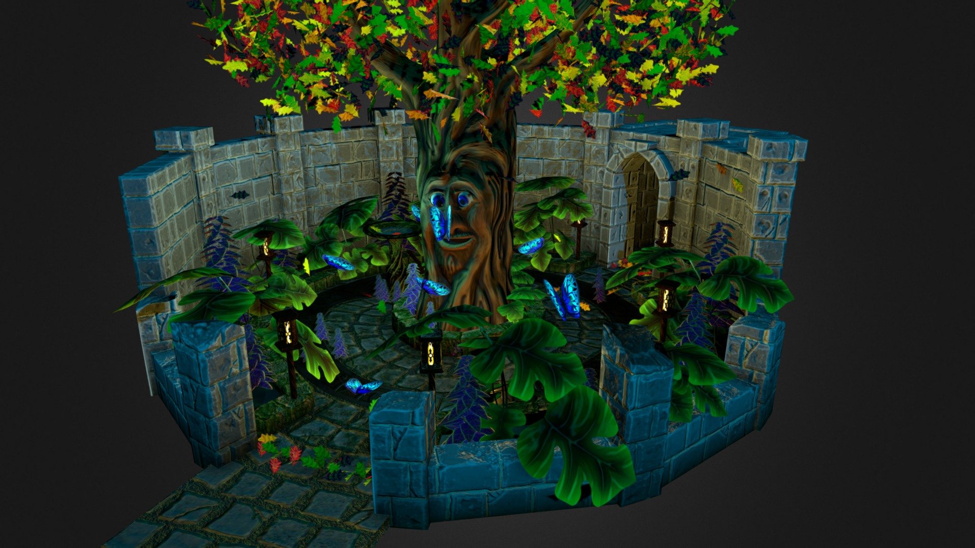 Moonlit Courtyard 3d model