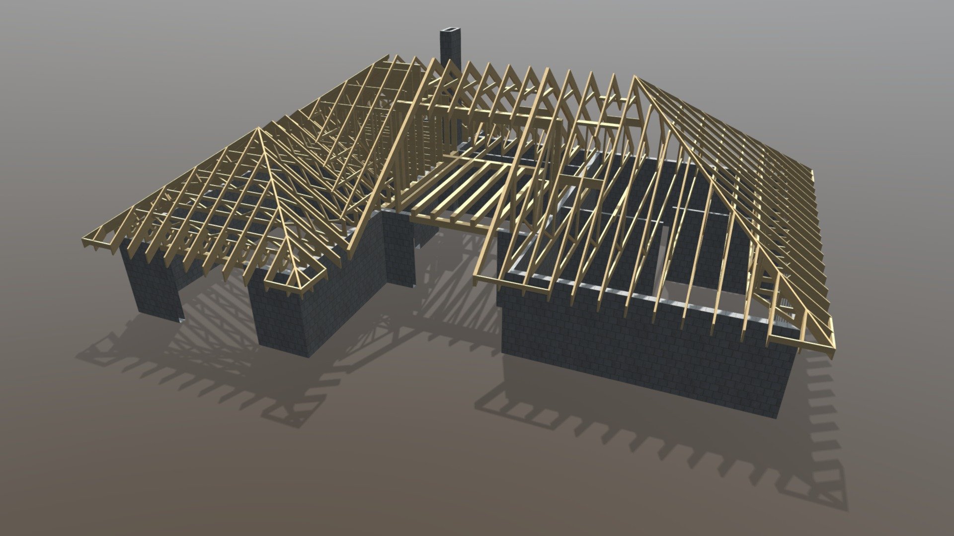 Timber trusses for a private house in Latvia 3d model