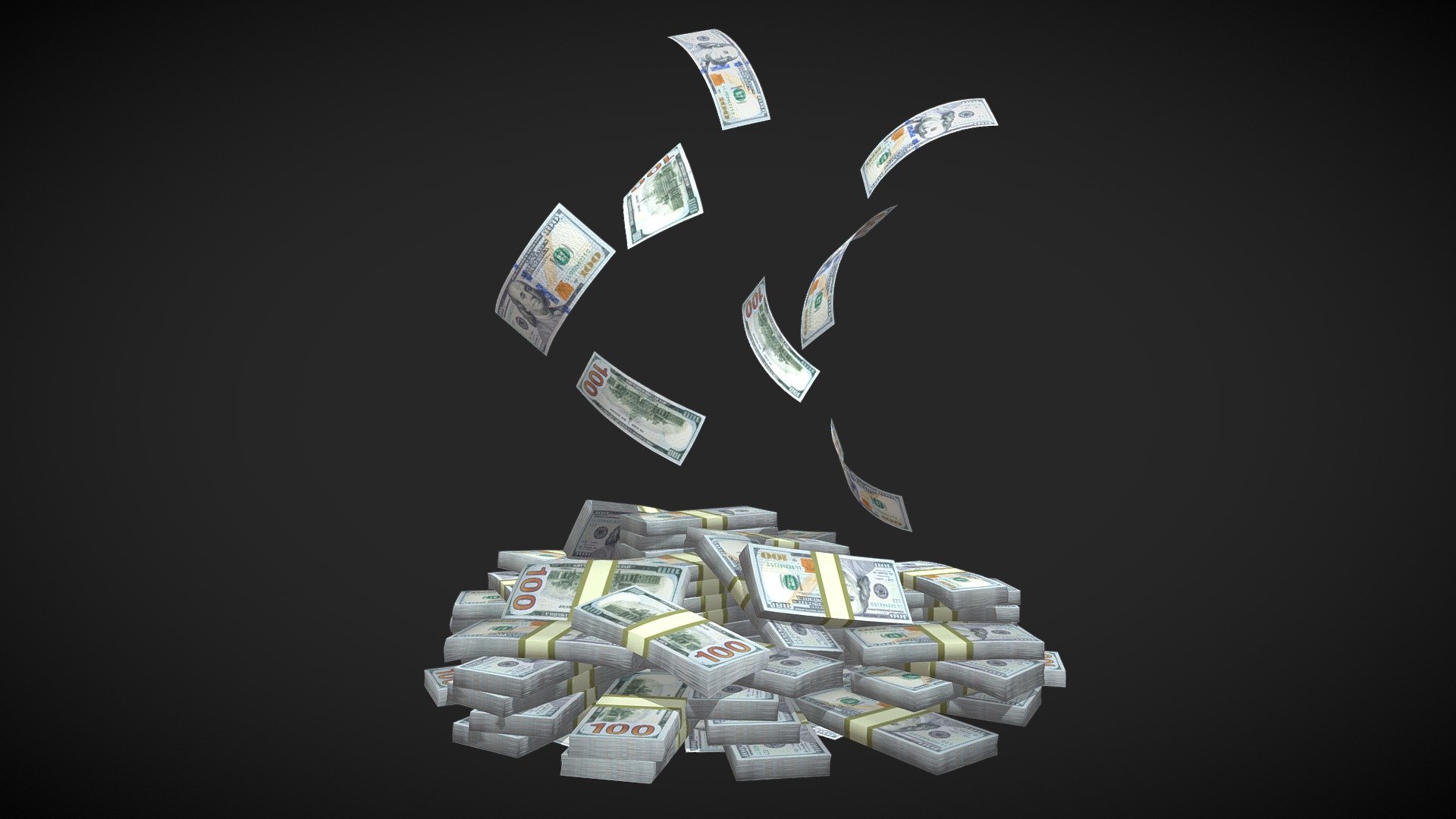 Pile of dollar bundles model 3d model