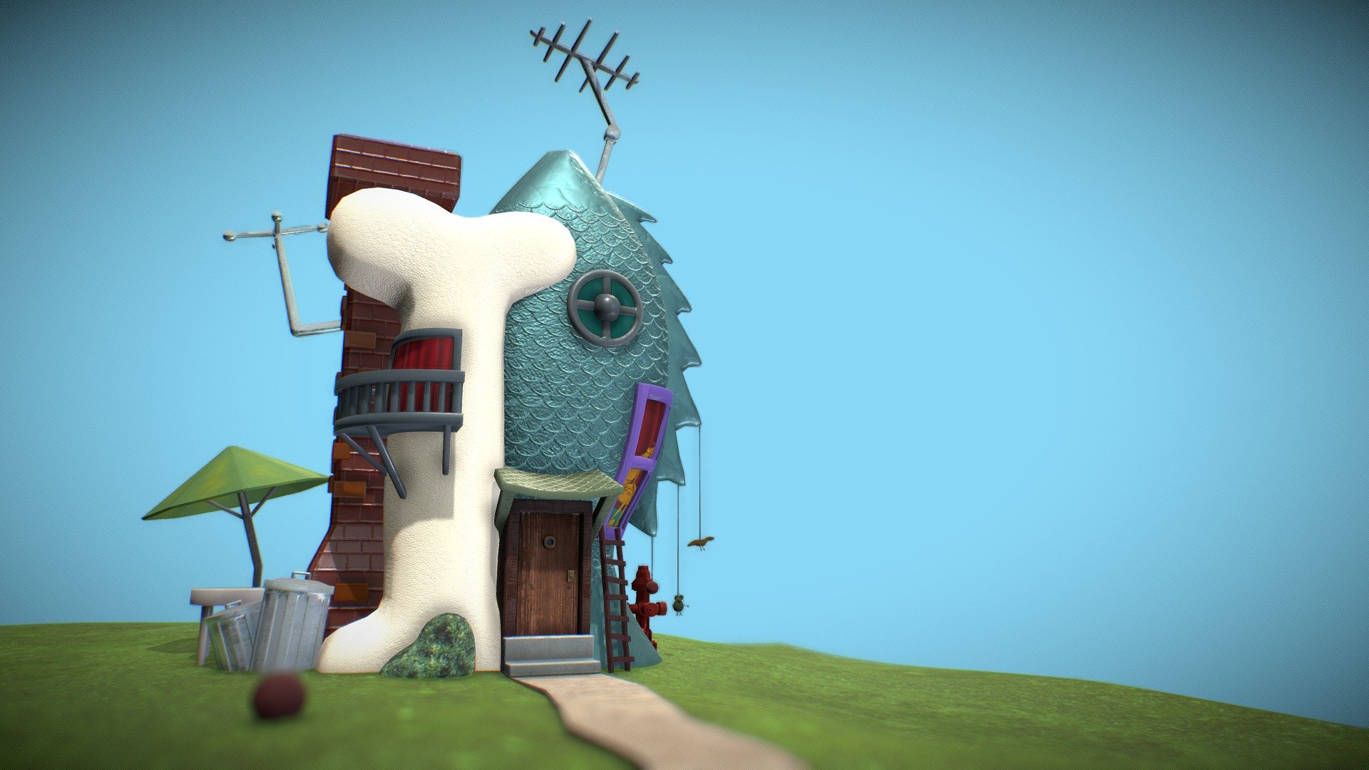 A CatDogs house 3d model