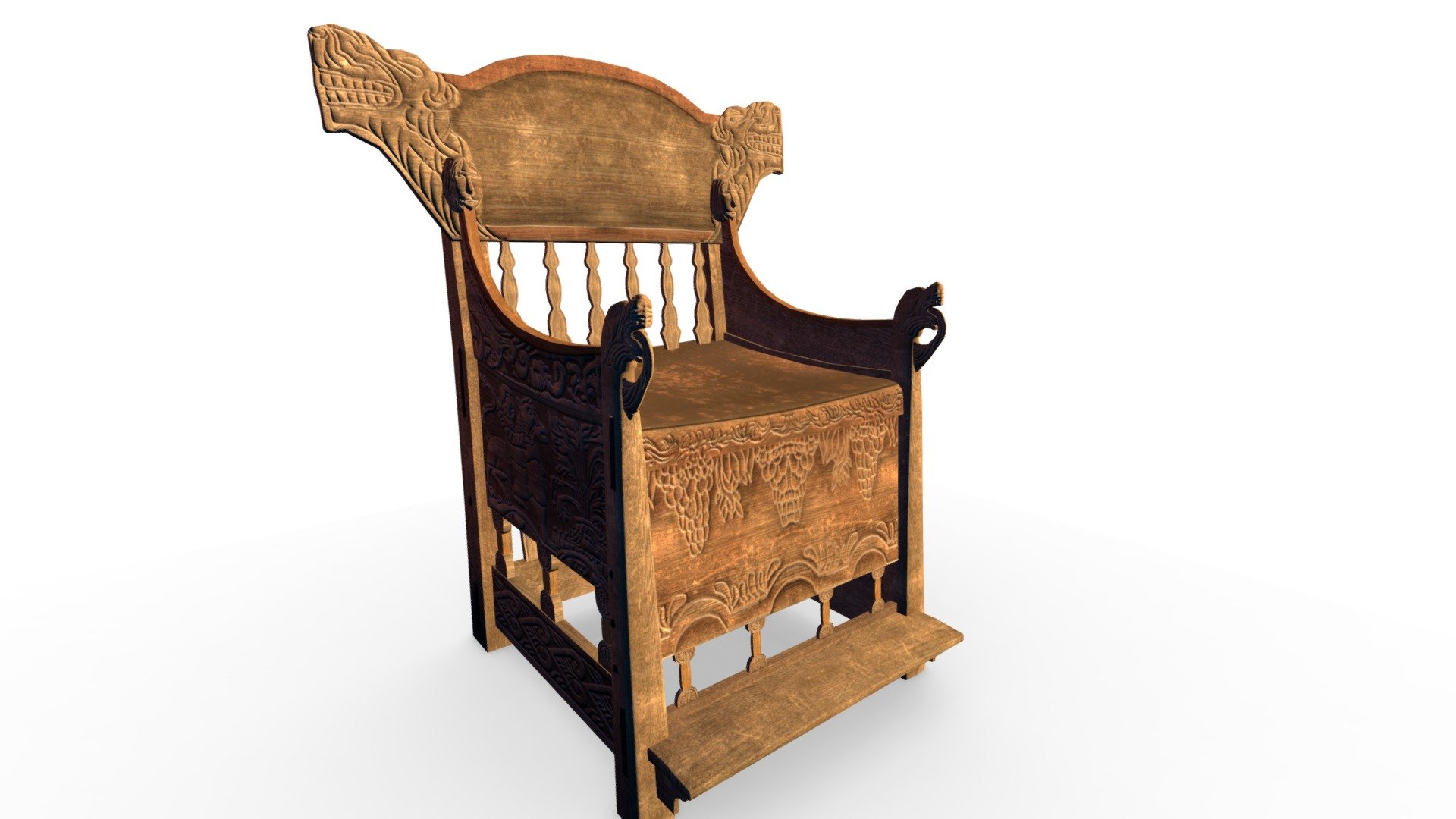 chair old norwegian-viking style 3d model