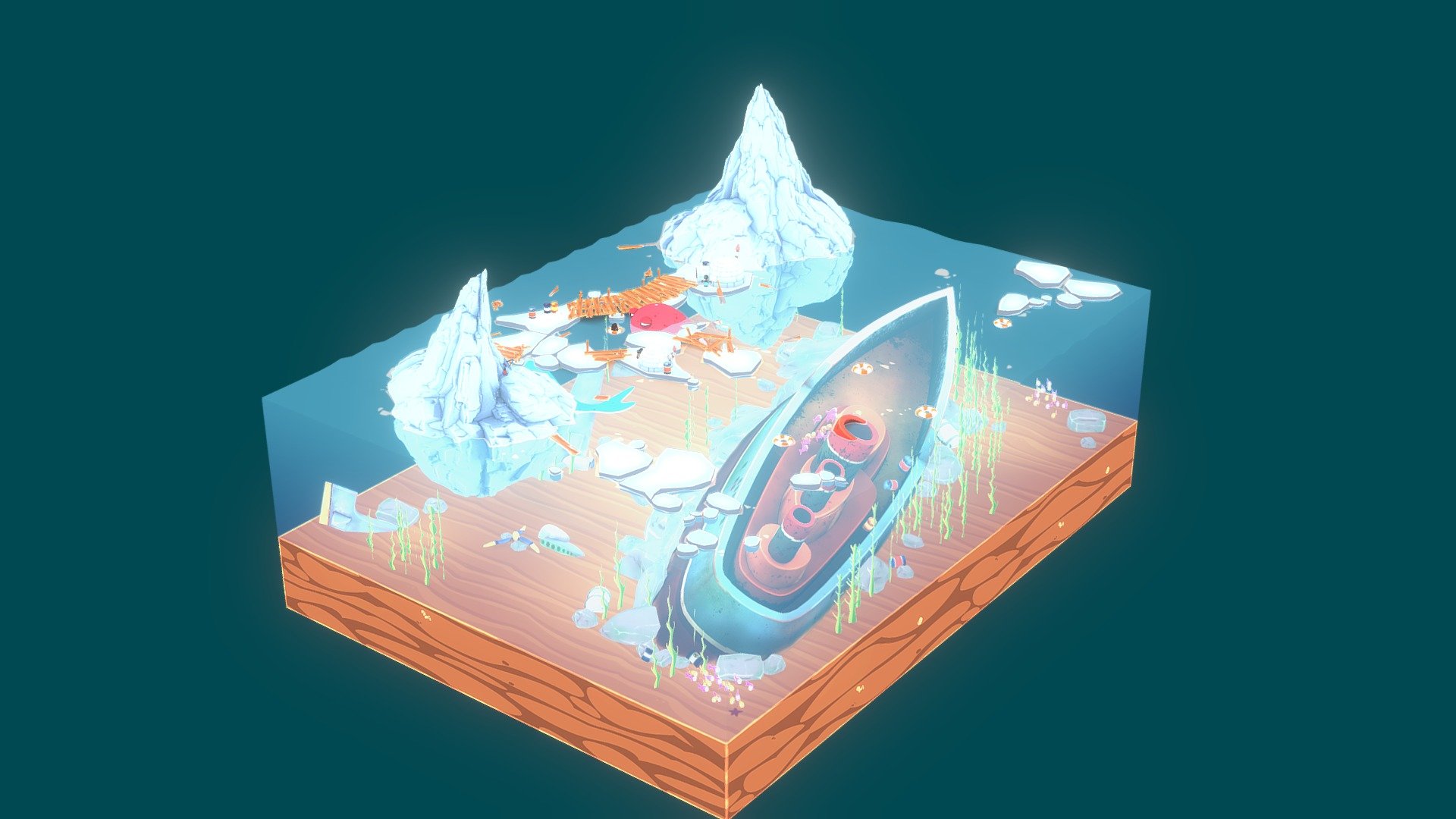 Cartoon polar diorama 3d model