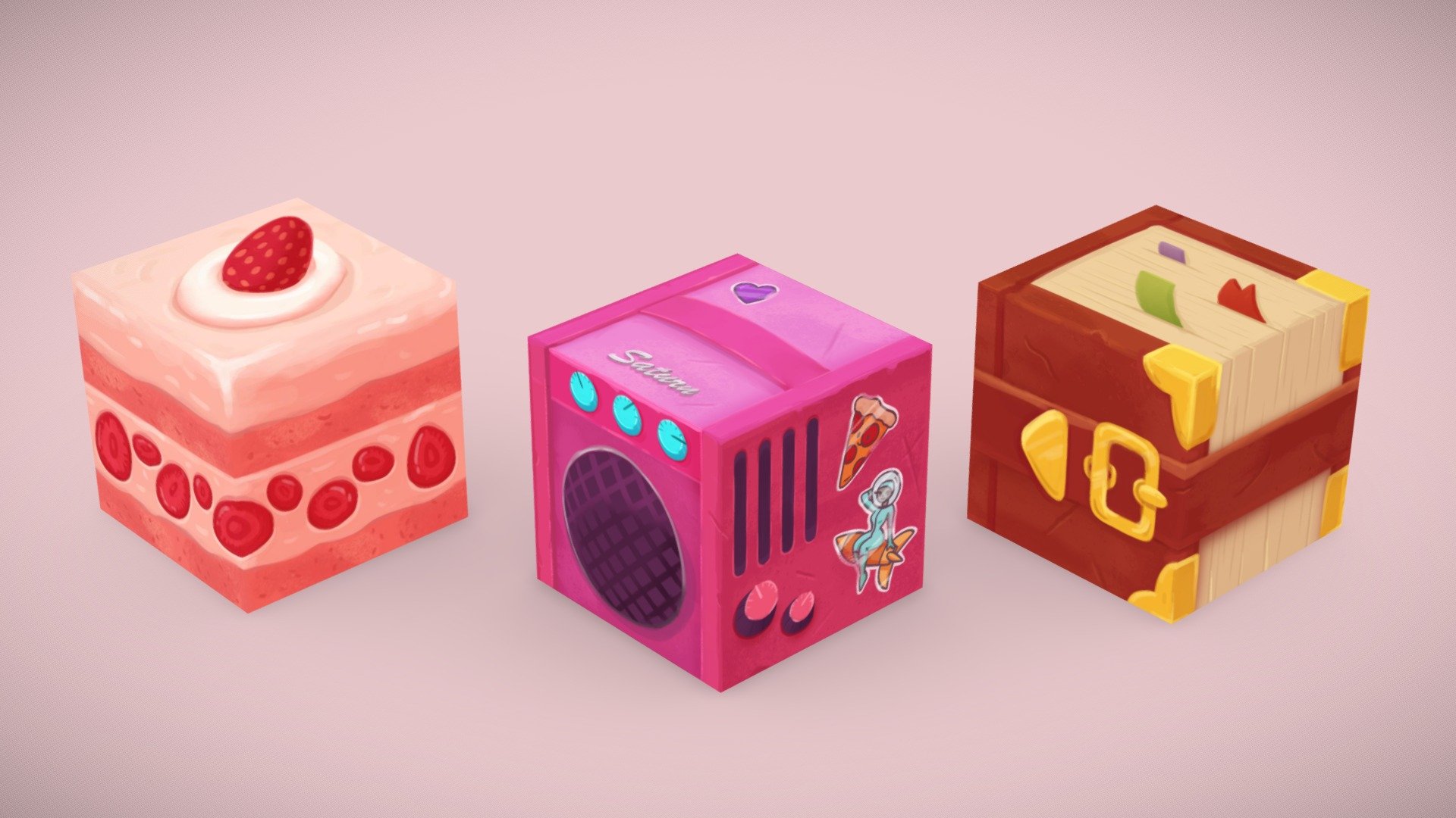 Hand-Painted Cubes 3d model