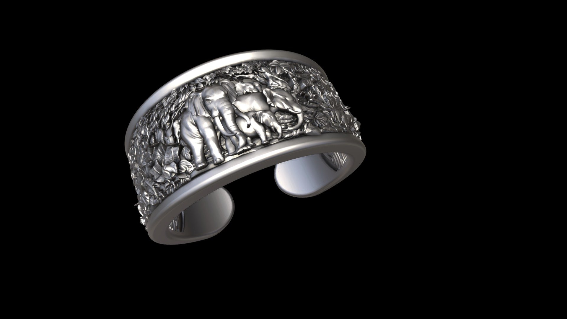 Ring elephants jungle adjustable 3d model