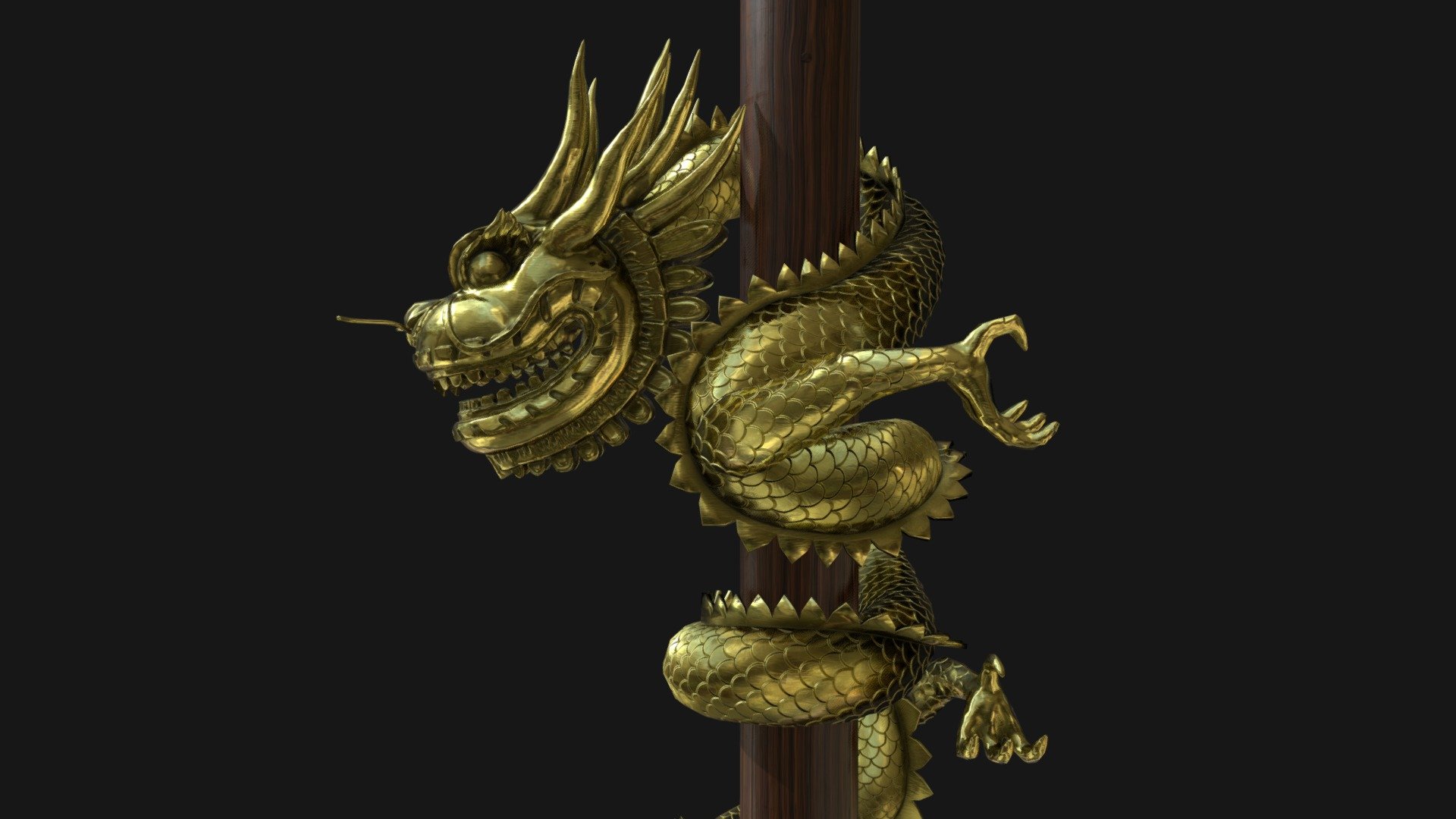 Golden Dragon Sculpture 3d model