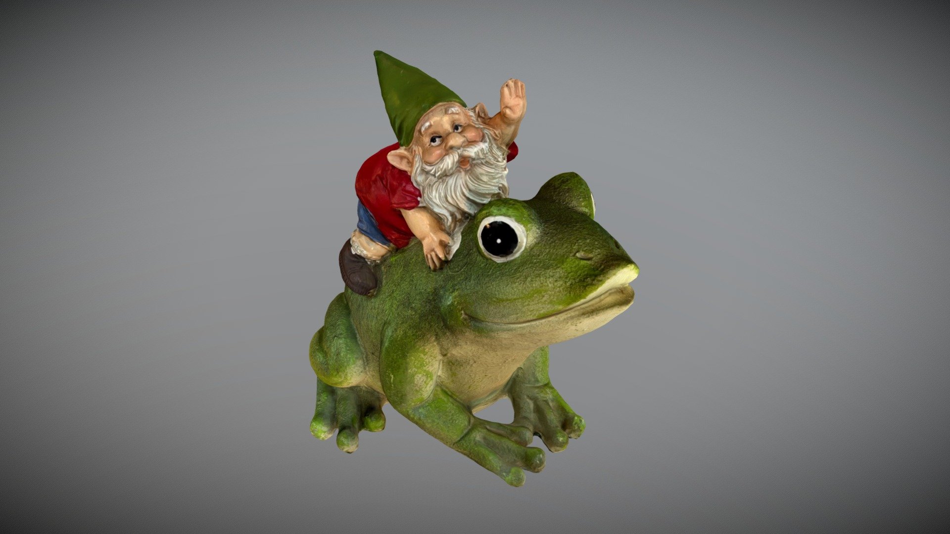 Garden gnome riding a frog 3d model