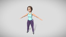 Cartoon girl in sportswear and sneakers