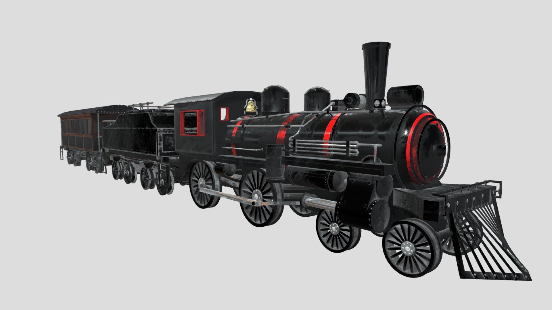 Old Steam Locomotive Train 3d model