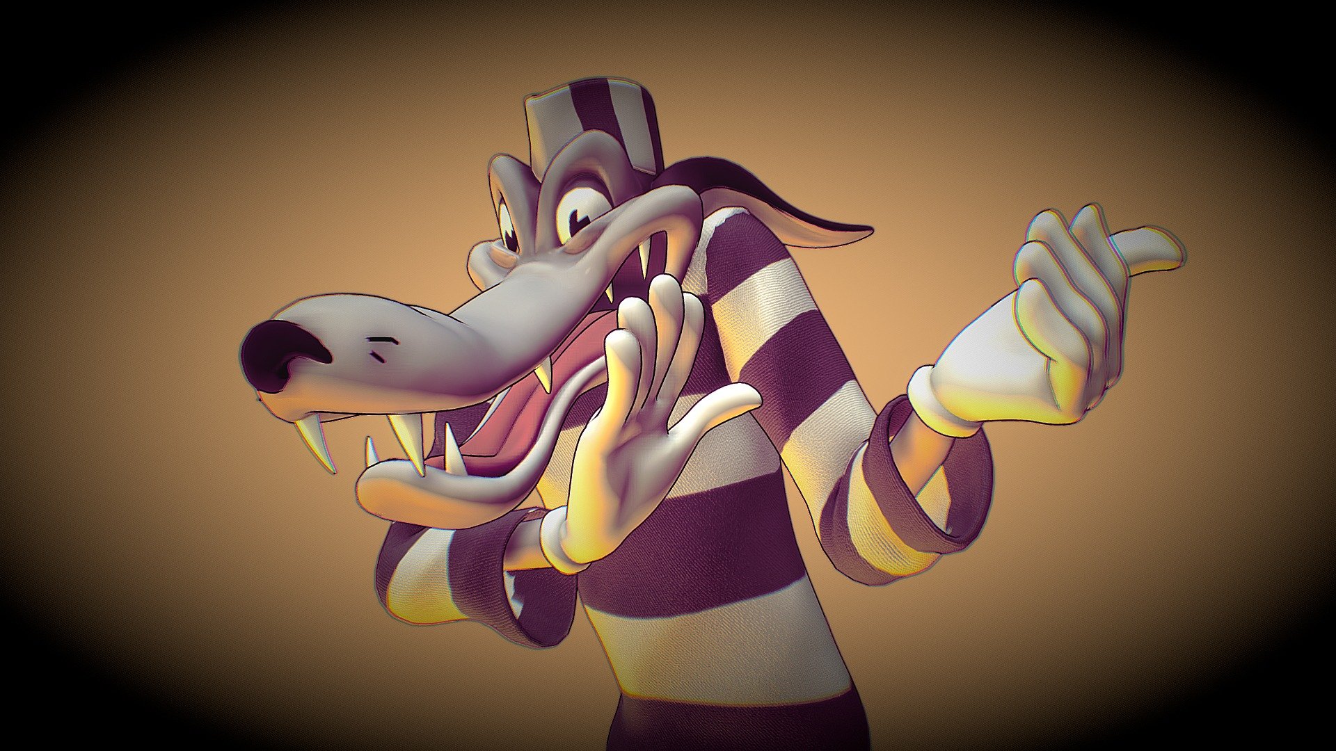 wolf old cartoon 3d model