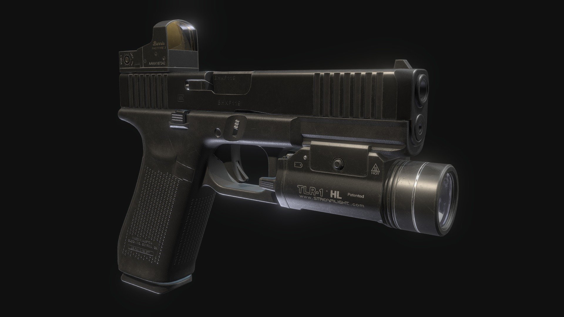 Pistol Gun with attachments 3d model