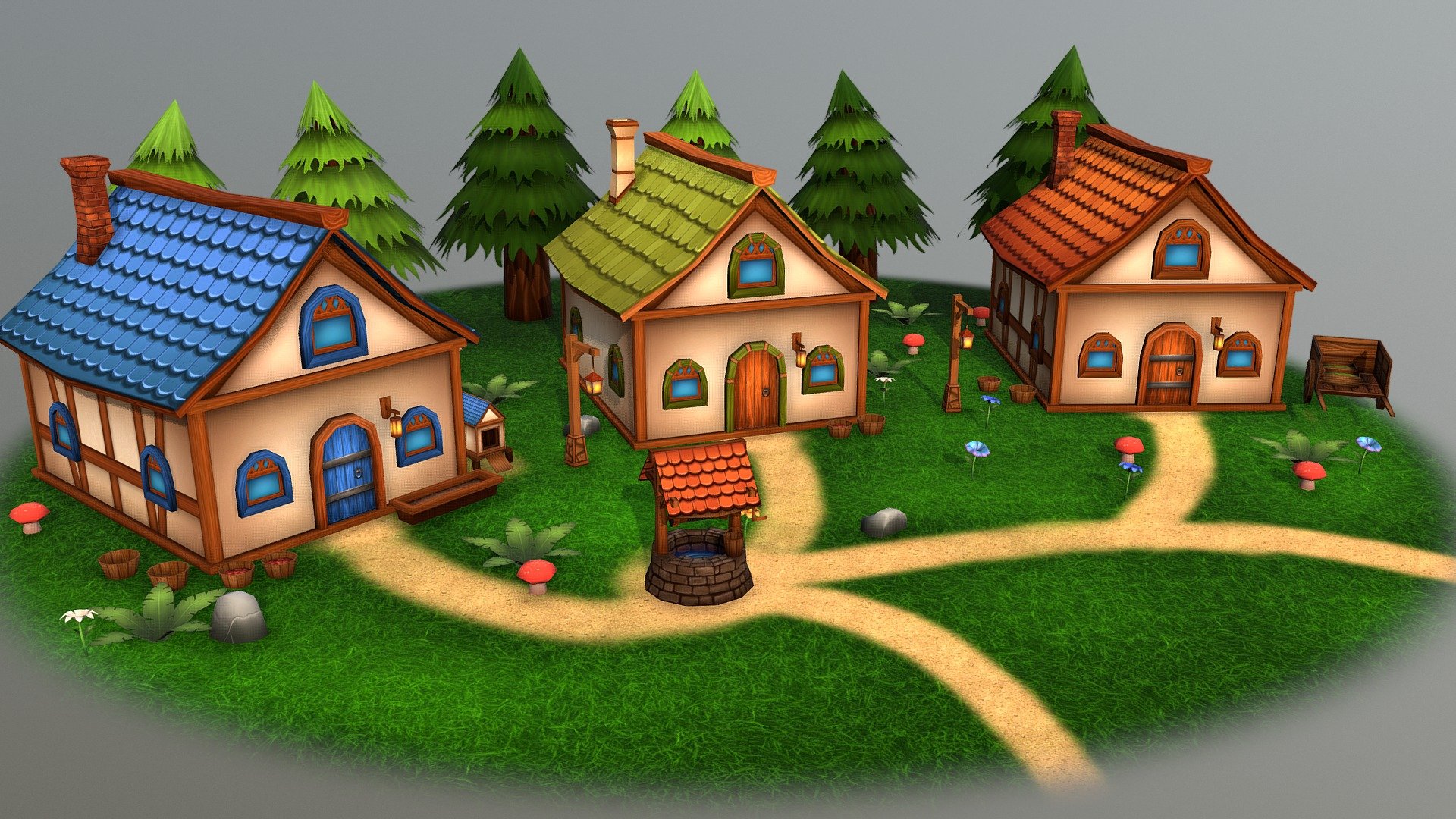 Fancy Houses 3d model