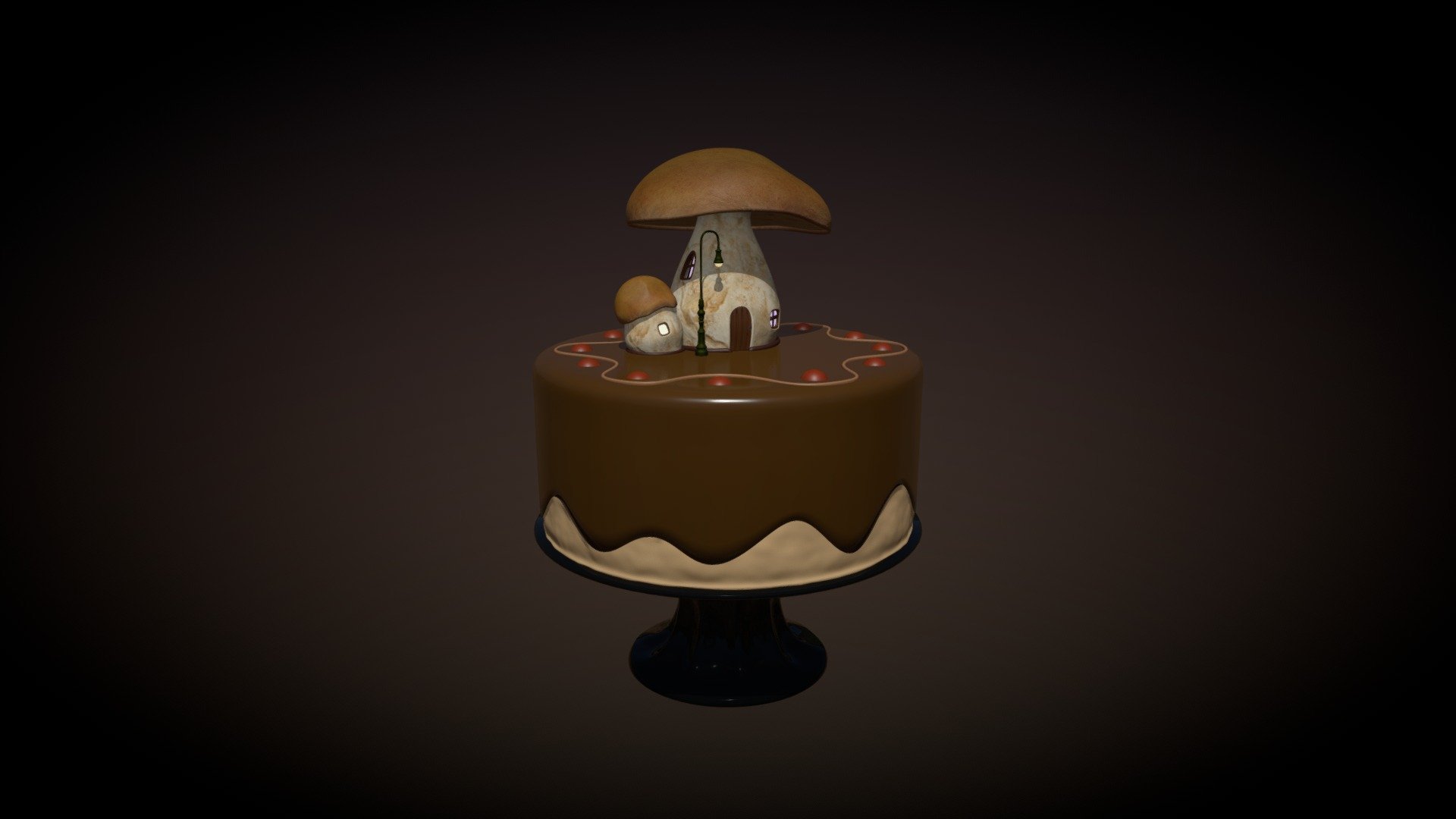 magic mushroom house cake 3d model