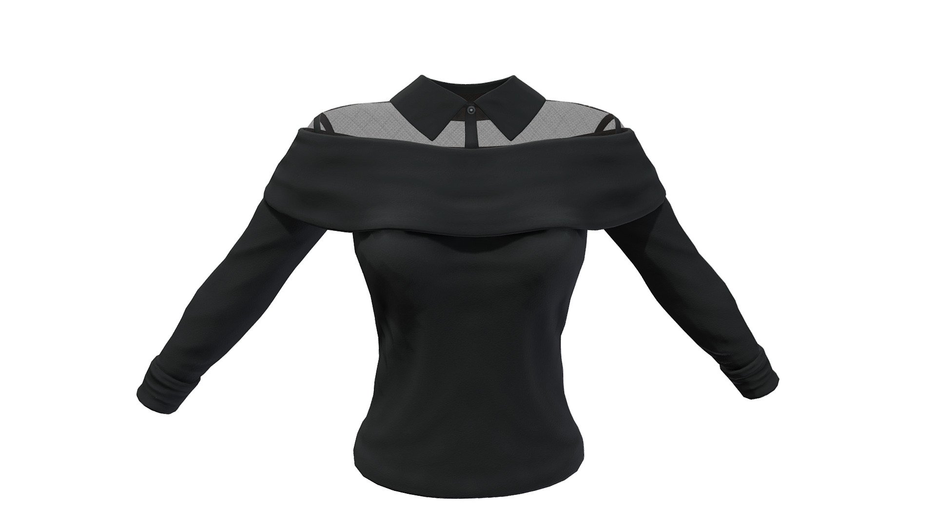 Off Shoulder Sweater Transparent Shirt Combo 3d model