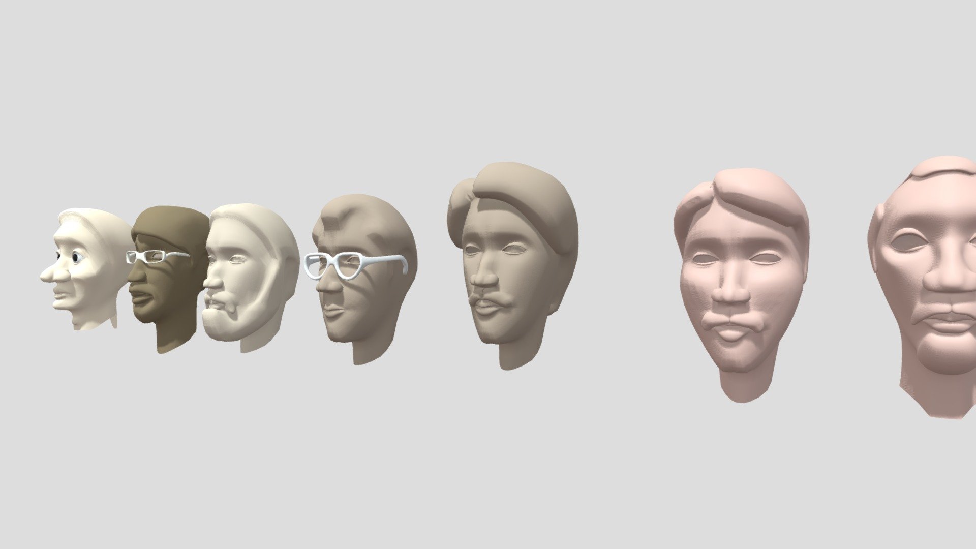 Cartoon Faces 3d model