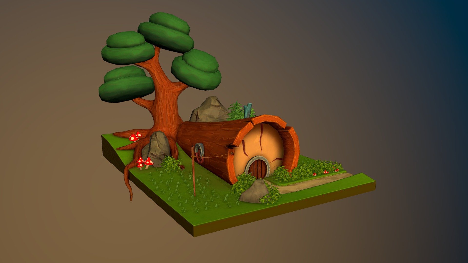 House under a tree 3d model