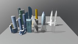 Models of skyscrapers for exhibition