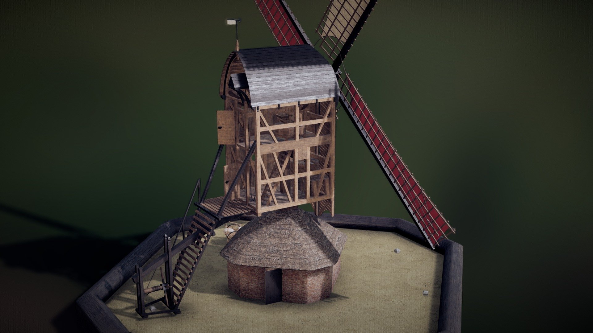 Dutch Windmill from the 17th Century 3d model