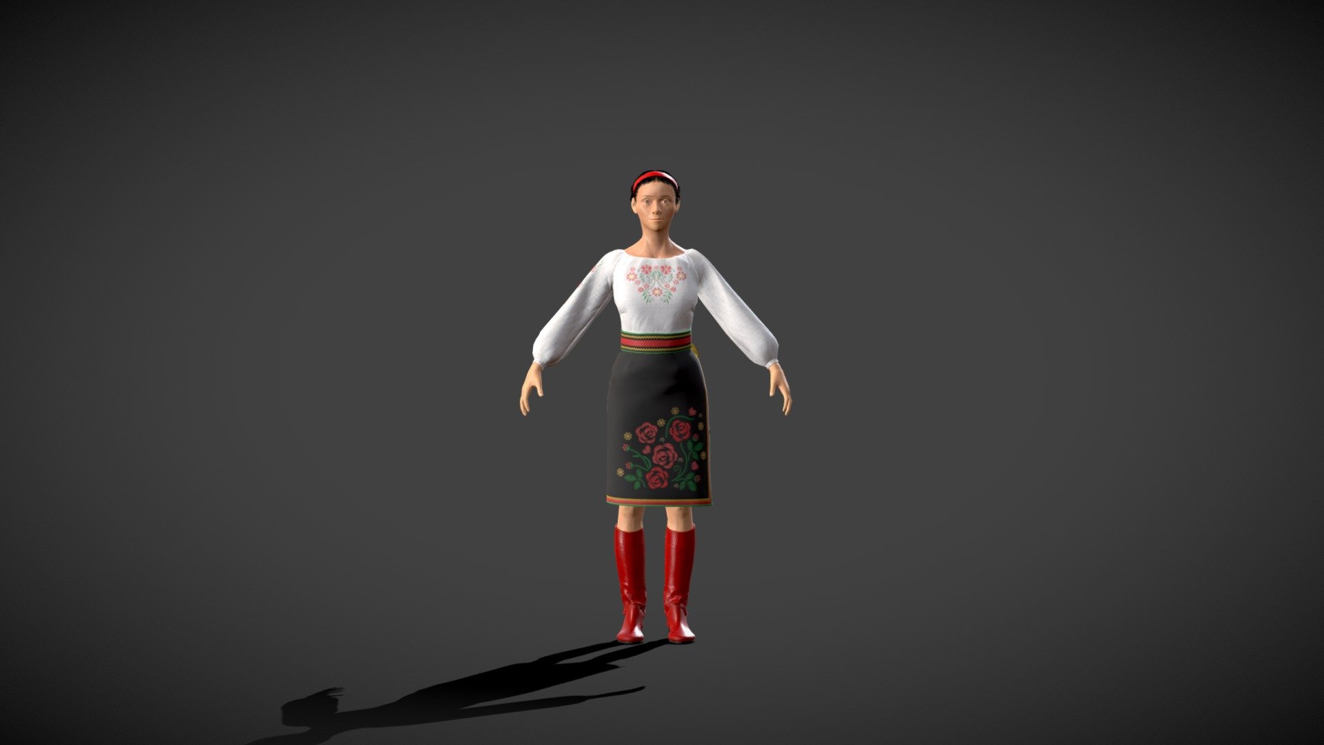 Character. Girl in national dress 3d model