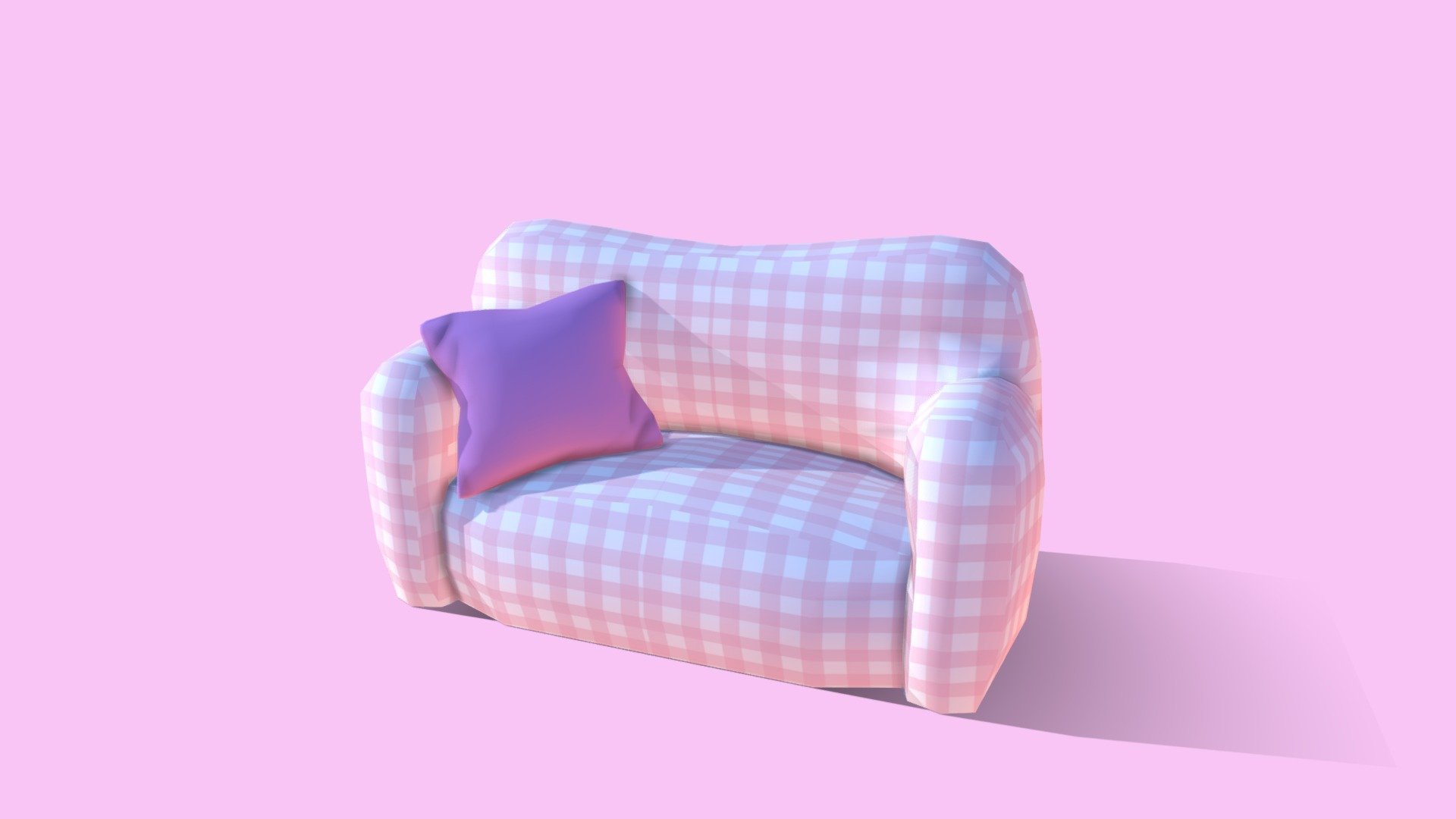 Cute Checkered Couch 3d model