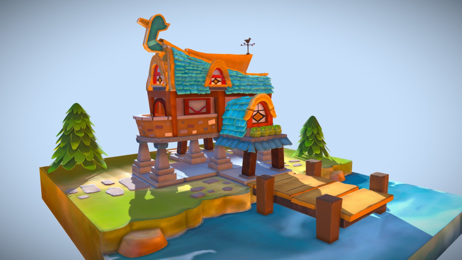 Environment Scene: Cartoon House 3d model