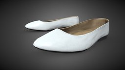 White Woman Flat Pumps Shoes