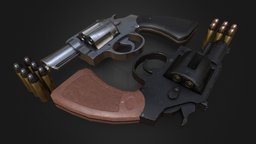 Snubnose Revolver 3D Model for Game