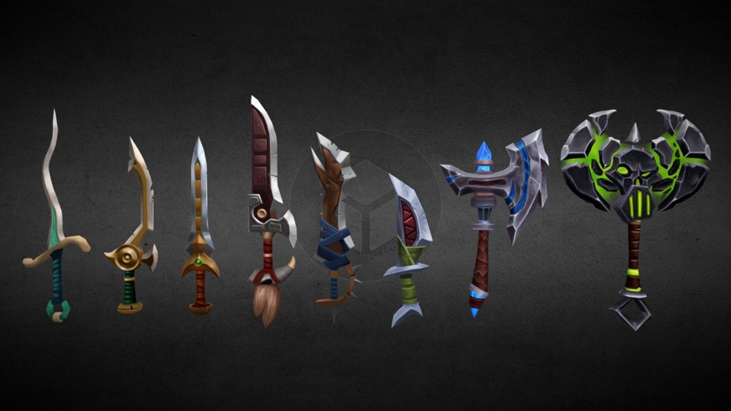 Hand painted weapon practice 3d model