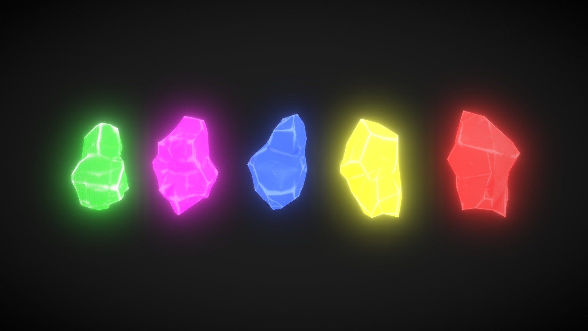 Stylized crystal gems asset pack 3d model