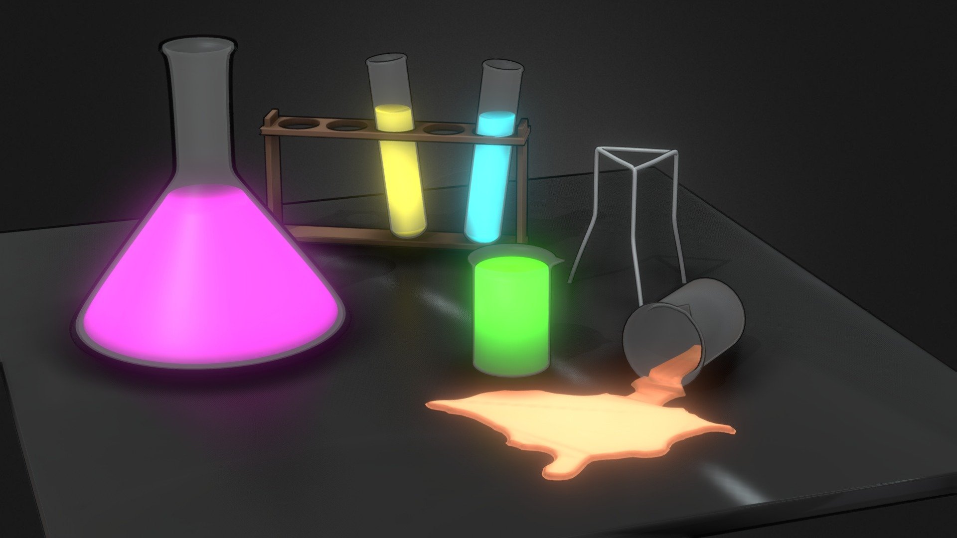 Cartoon science equipment 3d model