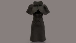 Standing Collar Bolero Cloak Strapless Dress