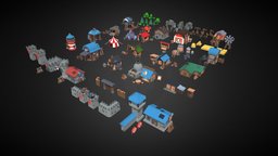 Lowpoly Village Exteriors Environment Asset Pack