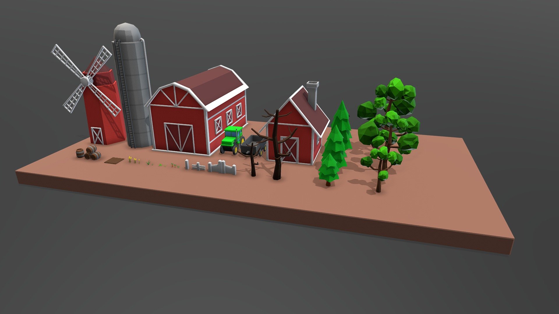 Lowpoly Farm pack 3d model