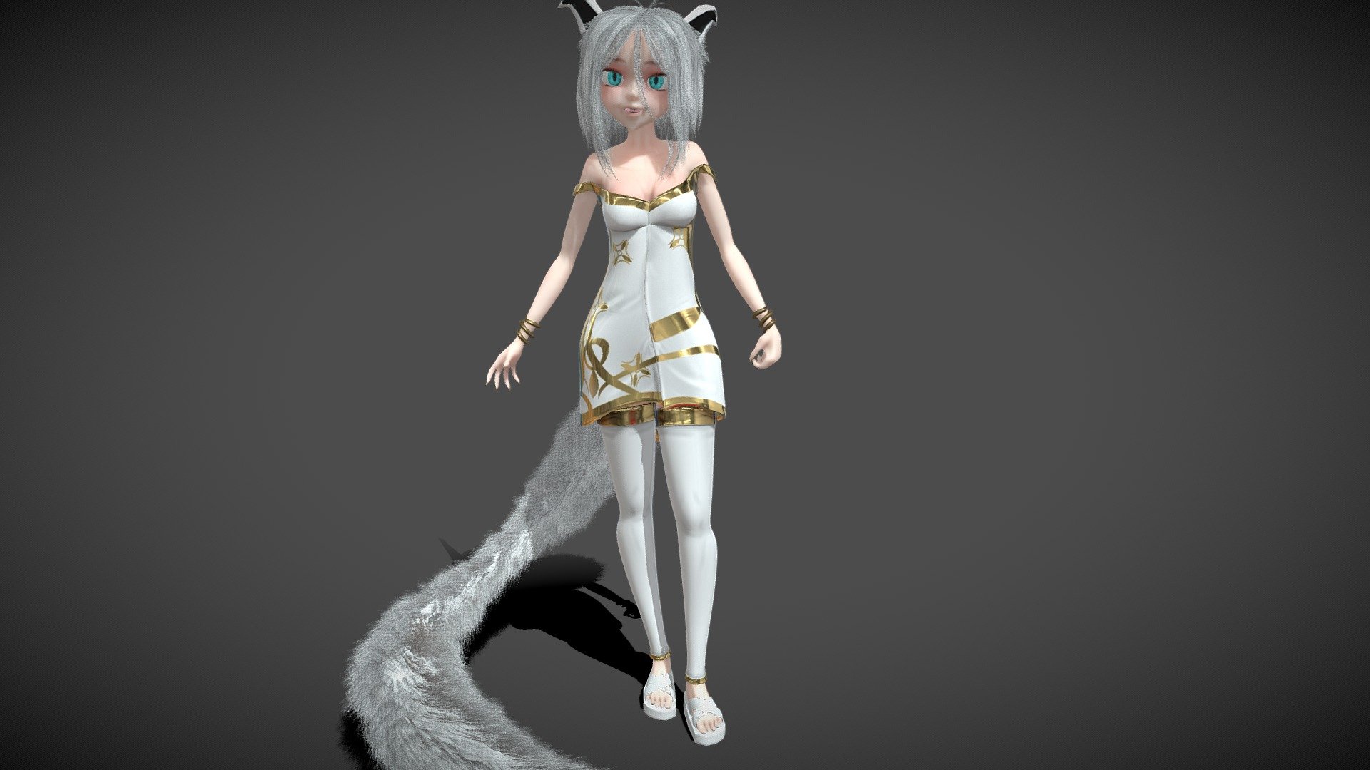 Fox Girl Cartoon_V2 3d model