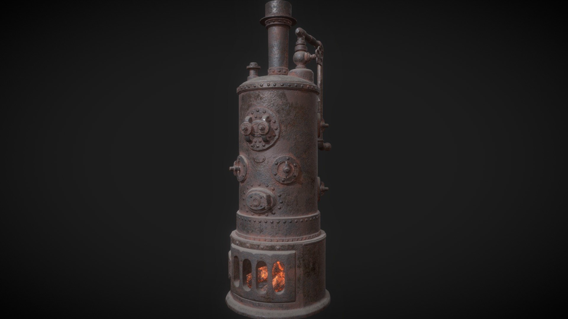 Old Boiler Rusted 3d model