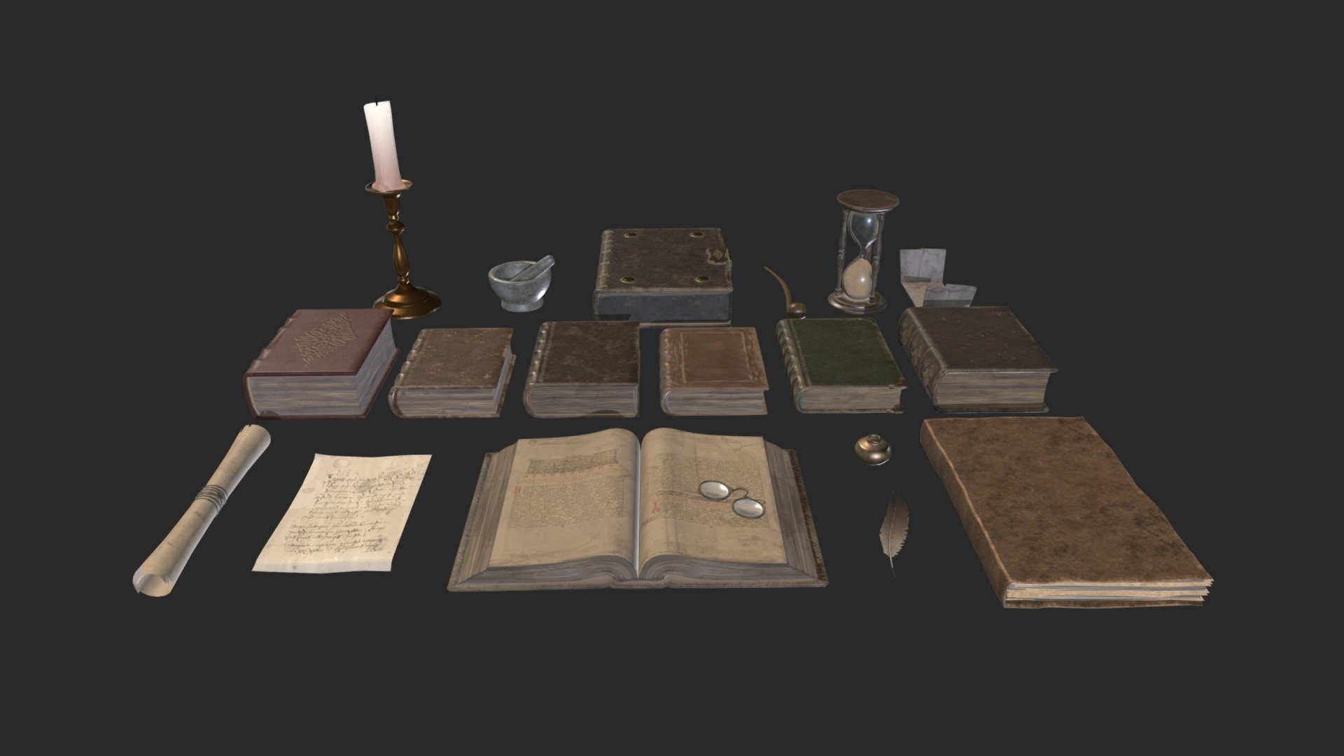 Library Books Collection 3d model