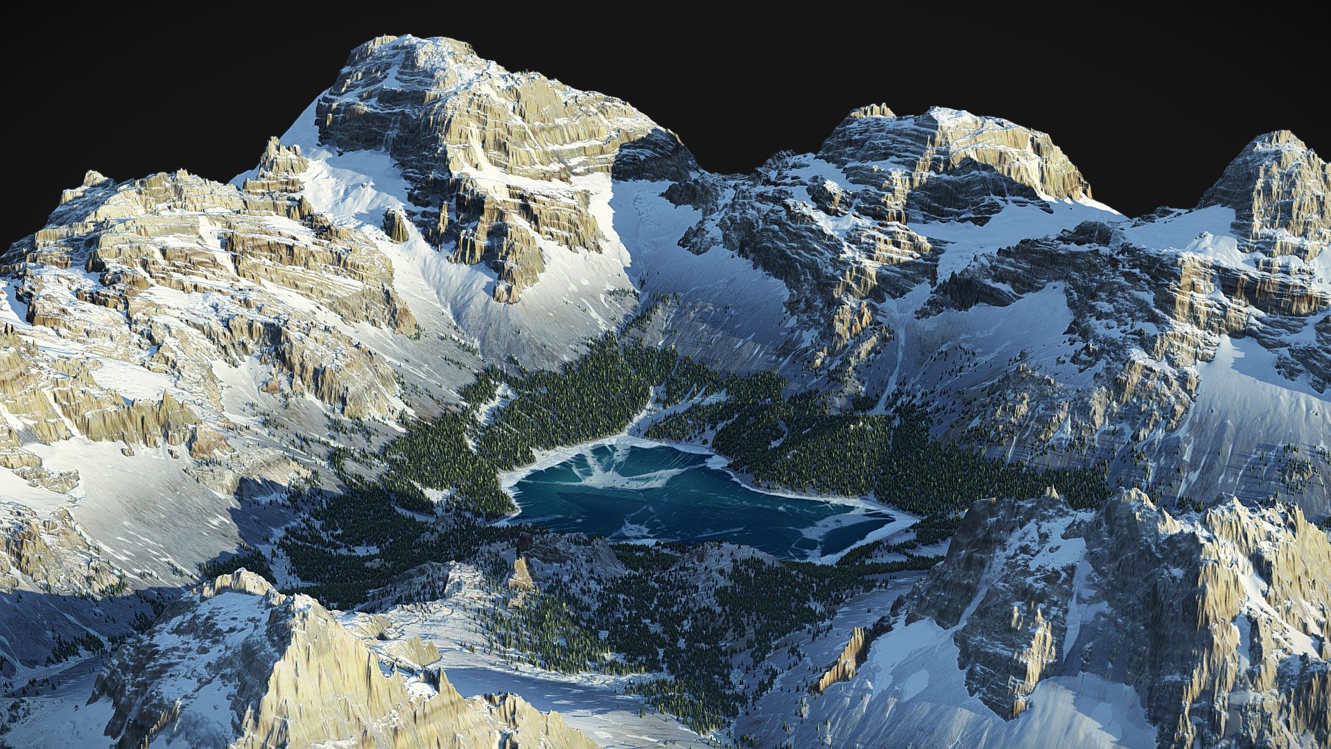 Mountain Lake Landscape 3d model